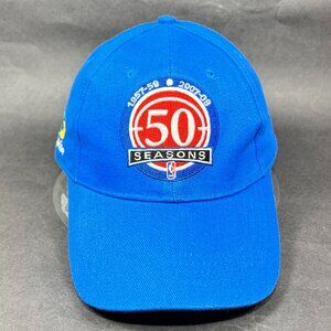 Detroit Pistons NBA Strap Back Cap Hat BDA Blue 50 Seasons Basketball Logo Mens